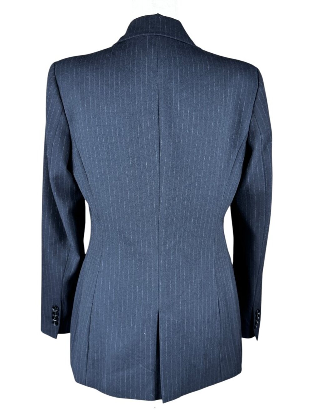 ZARA Navy Blue Pinstriped Structured Blazer Size Medium - Picture 3 of 7